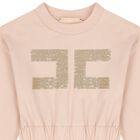Girls Pink Logo Long Sleeve Dress, 1, hi-res