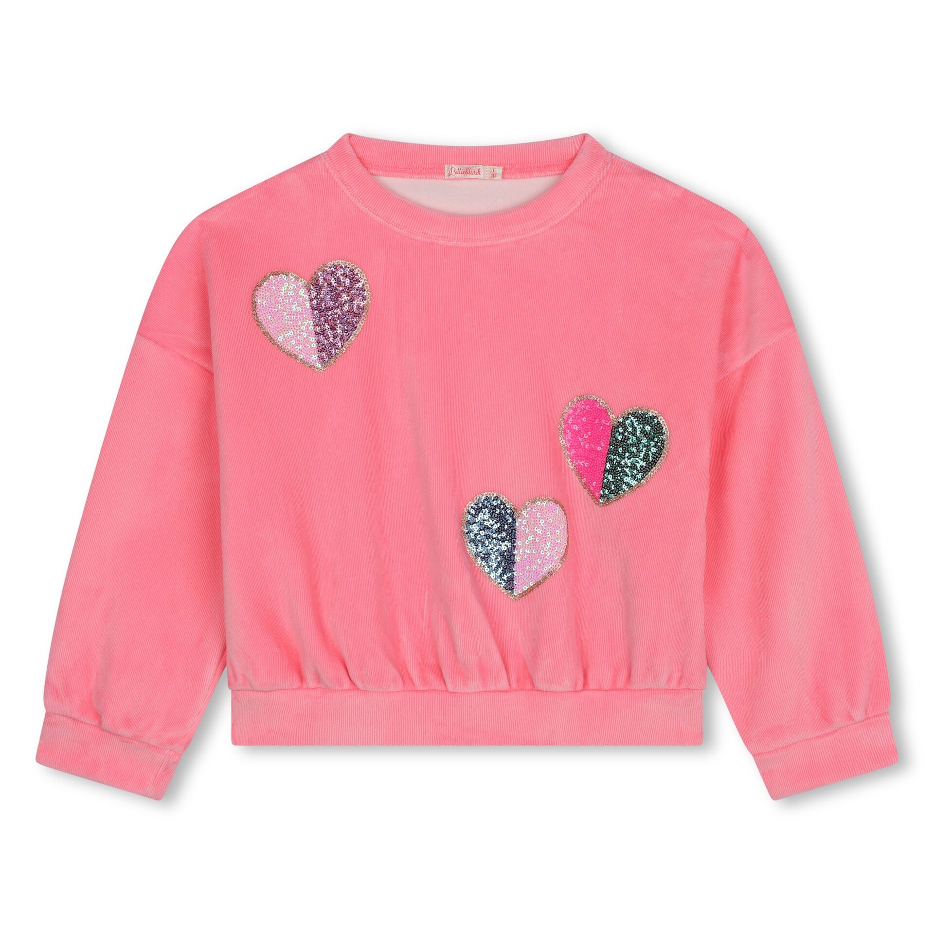 BILLIEBLUSH Girls Pink Sequin Hearts Sweatshirt Junior Couture QA