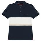 Boys Navy Blue Logo Polo Shirt, 2, hi-res