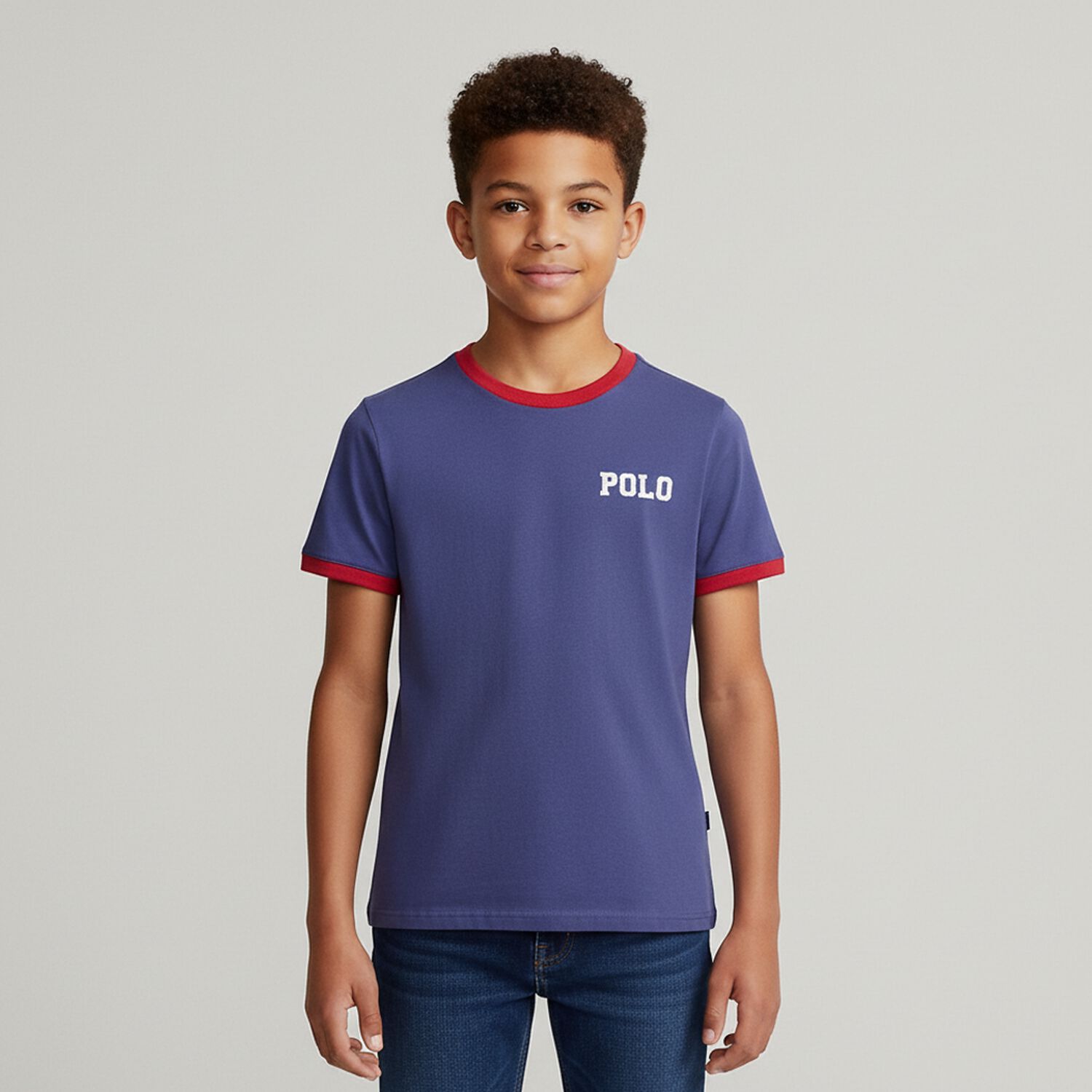Boys Navy Blue Polo Logo T-Shirt, 1, hi-res