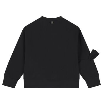 Girls Black Bow Sweatshirt