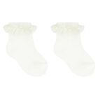 Younger Girls Ivory Lace Socks, 1, hi-res