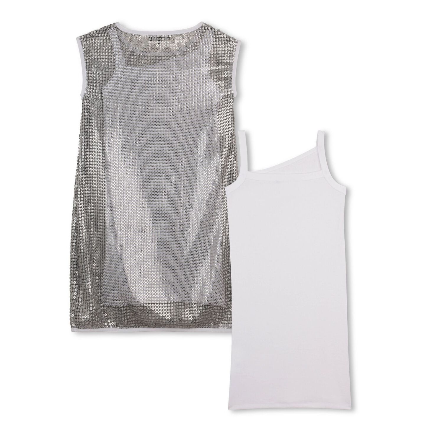 Girls Gold & White Logo Dress Set, 1, hi-res