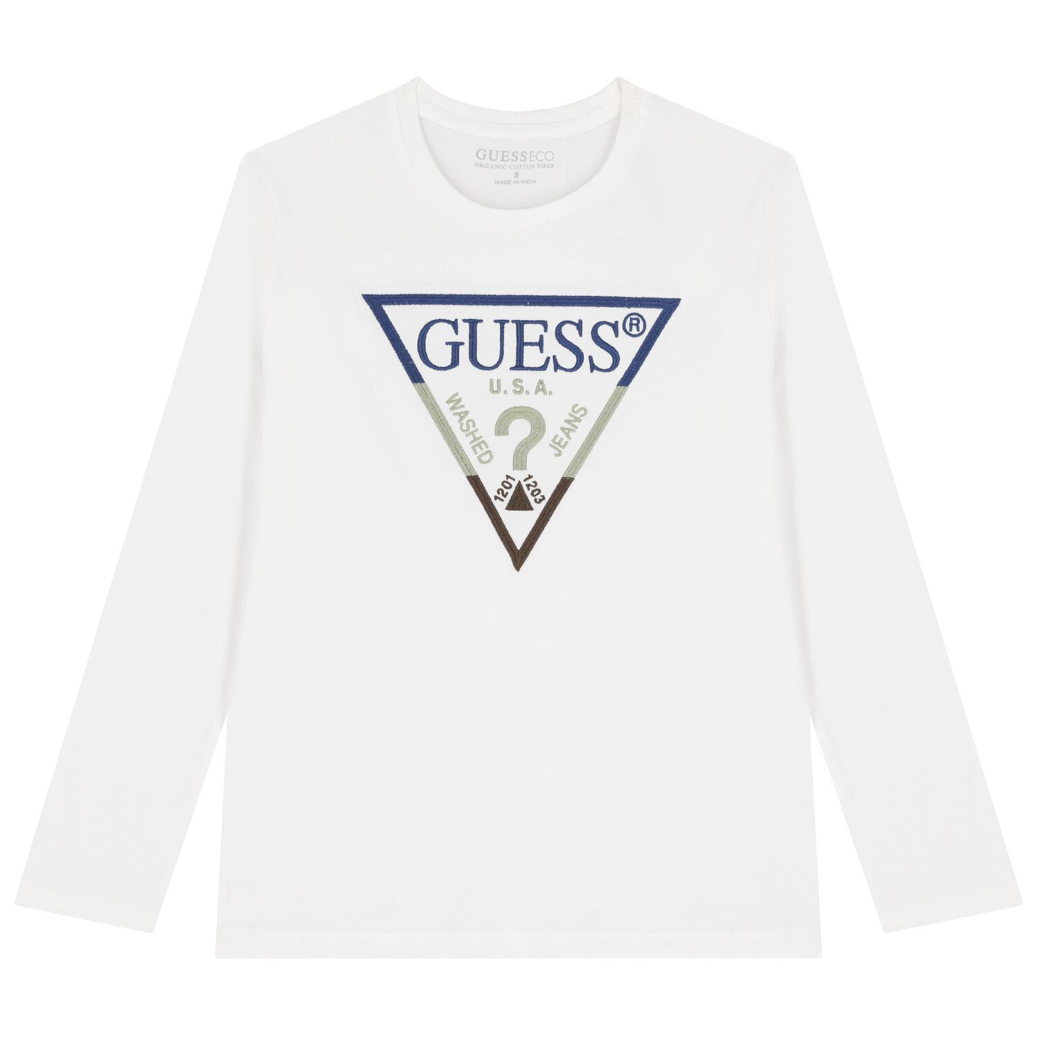 Boys White Logo Long Sleeve Top, 1, hi-res image number null
