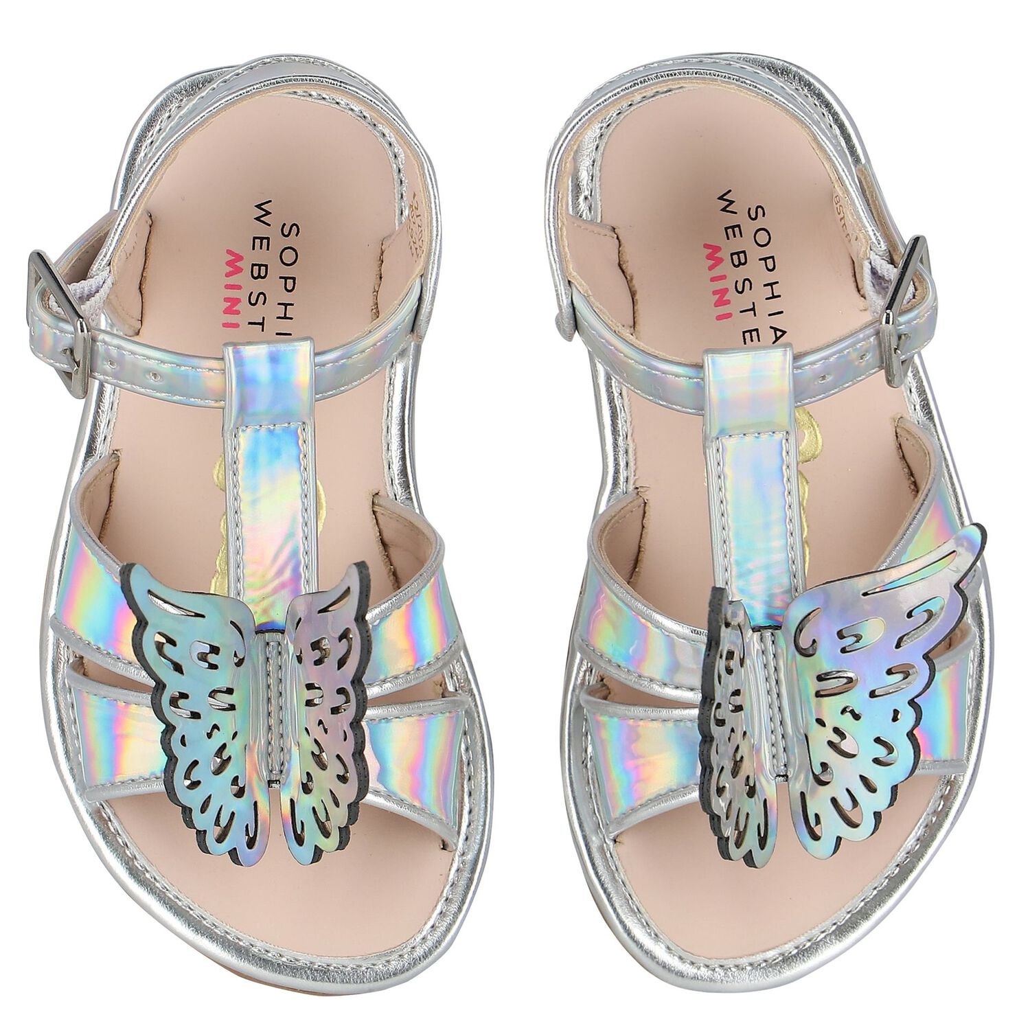Younger Girls Iridescent Butterfly Sandals, 1, hi-res