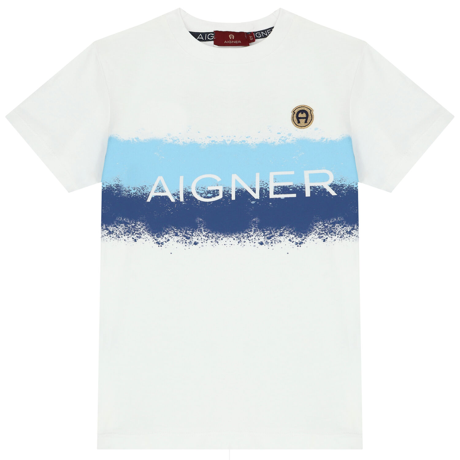 تيشيرت مخطط بالشعار باللون الابيض للأولاد, 2, hi-res