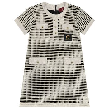 Girls Black & Gold Logo Dress