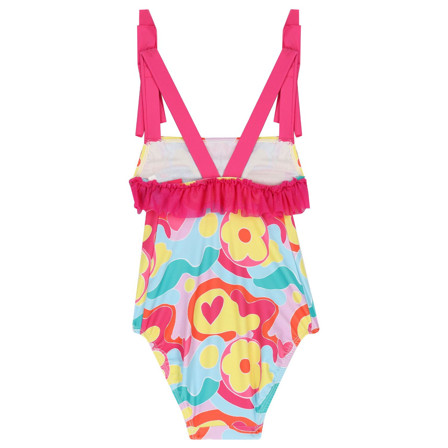 ملابس سباحة بنات بطبعة الزهور باللون الوردي, 1, hi-res