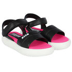 Black, White & Pink Logo Sandals, 1, hi-res