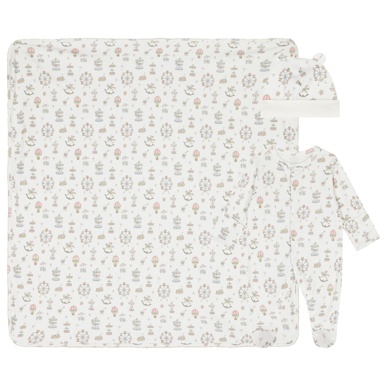 White Carousel & Hot Air Balloon Babygrow Gift Set, 1, hi-res