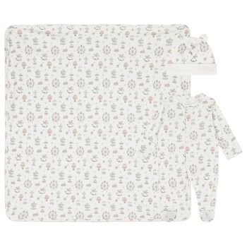 White Carousel & Hot Air Balloon Babygrow Gift Set
