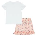 Girls White & Pink Floral Skirt Set, 1, hi-res