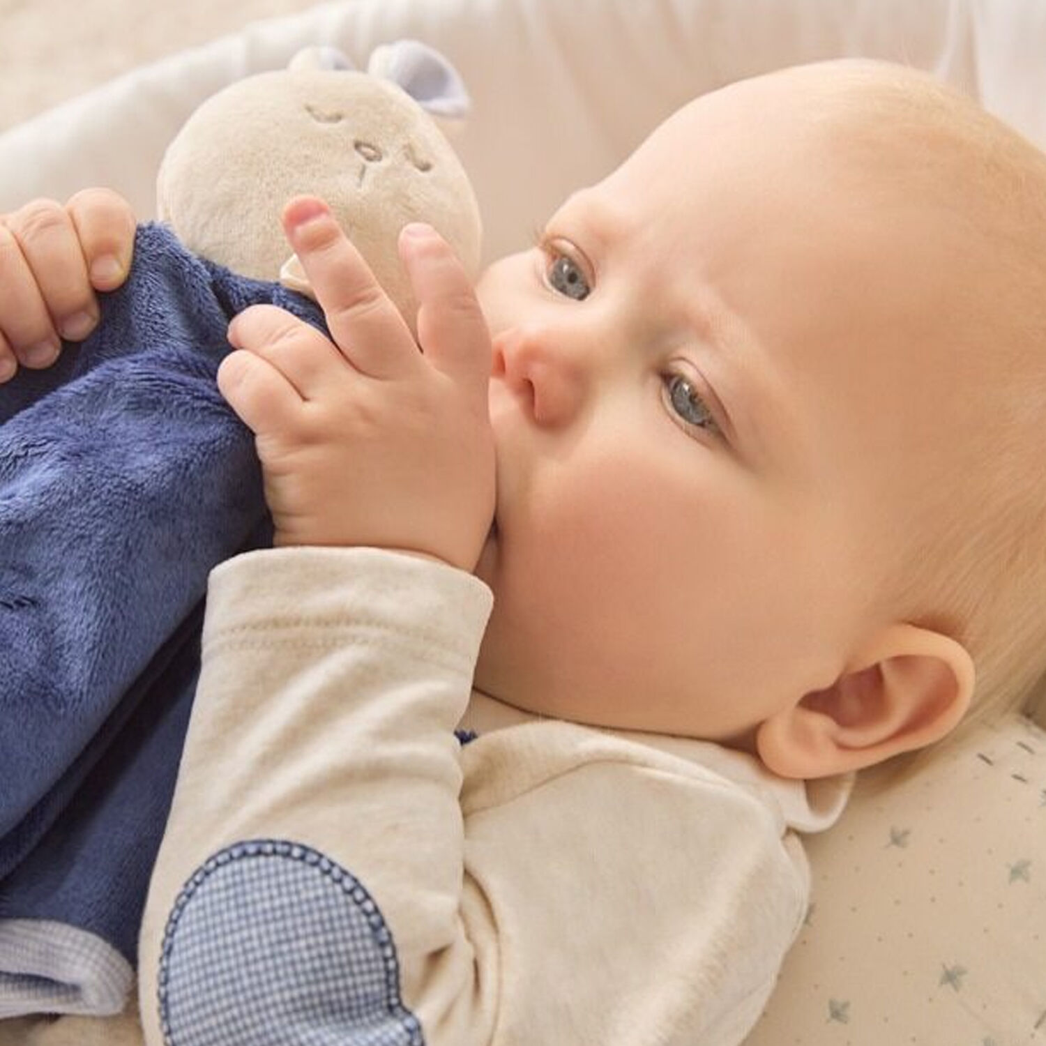 Beige & Blue Doudou Comforter, 2, hi-res image number null