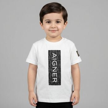 Younger Boys White Logo T-Shirt