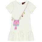 Younger Girls Ivory Logo Bag Dress, 2, hi-res