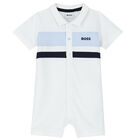 Baby Boys White Logo Polo Romper, 2, hi-res