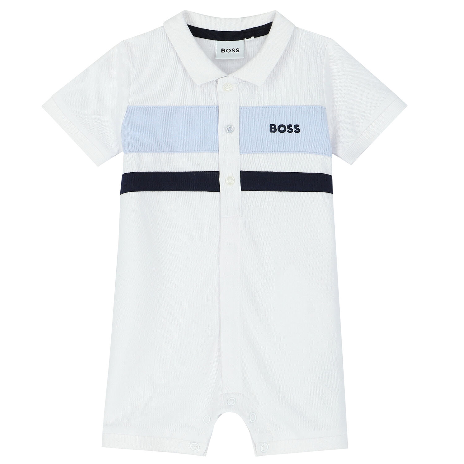 Baby Boys White Logo Polo Romper, 2, hi-res