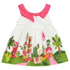 Younger Girls White Flared Dress, 1, hi-res