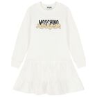 Girls White Popcorn Logo Dress, 1, hi-res