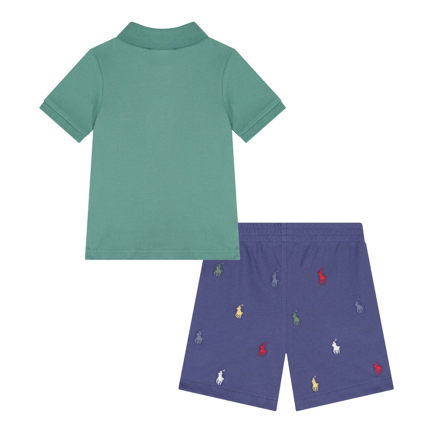 Baby Boys Green & Blue Logo Shorts Set, 1, hi-res
