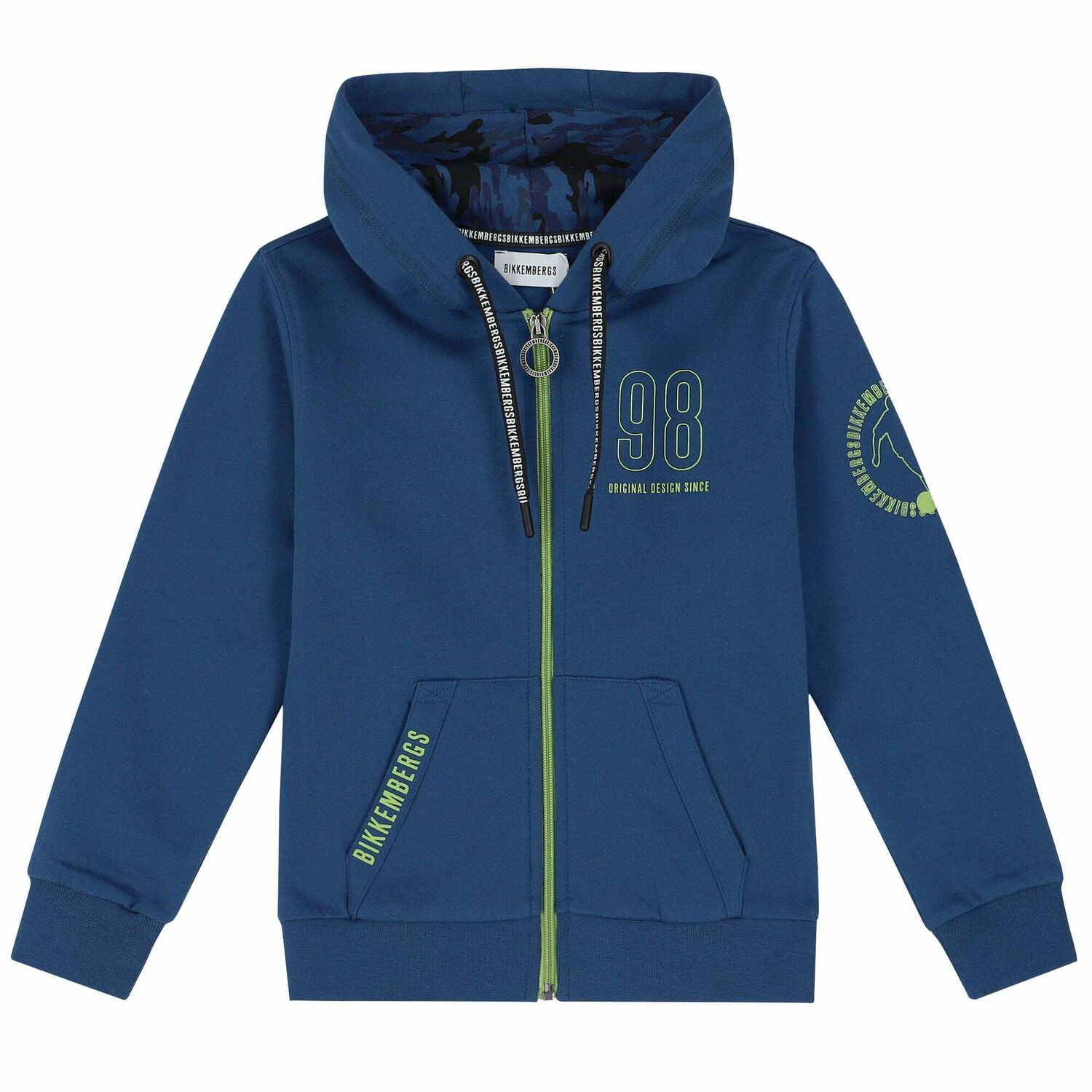Boys Blue Hooded Jacket with Zip, 1, hi-res