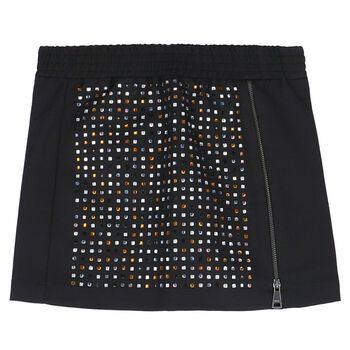 Girls Black Embellished Skirt