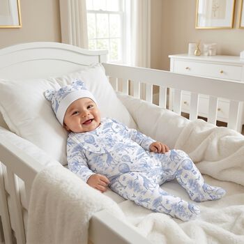 Baby Boys White & Blue Africa Babygrow Gift Set