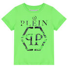 تيشيرت بالشعار باللون الأخضر للأولاد, 1, hi-res