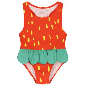 Younger Girls Red & Green Swimsuit