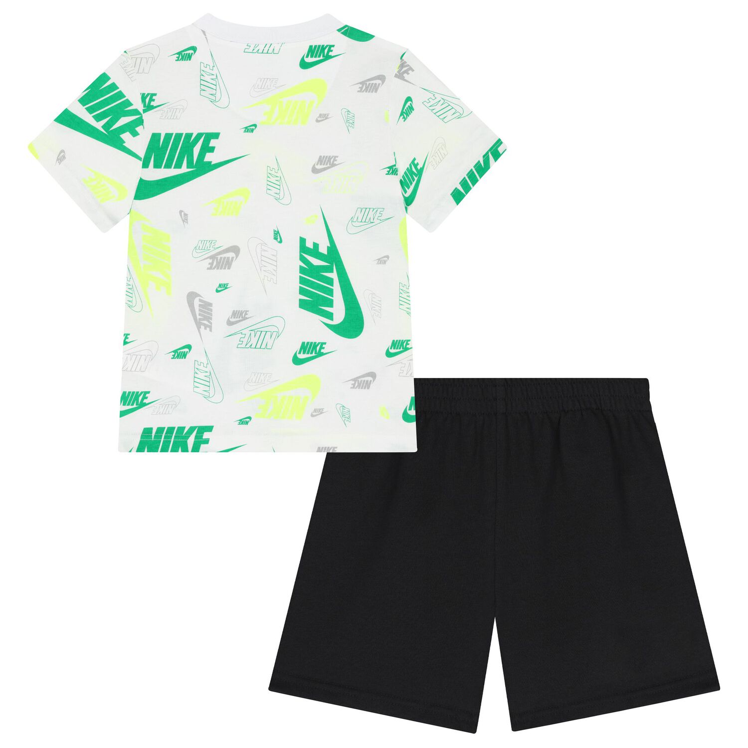 Boys White & Black Logo Shorts Set, 1, hi-res