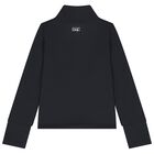Girls Black Logo Zip Up Top, 1, hi-res
