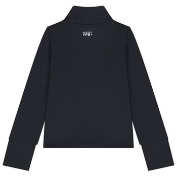 Girls Black Logo Zip Up Top