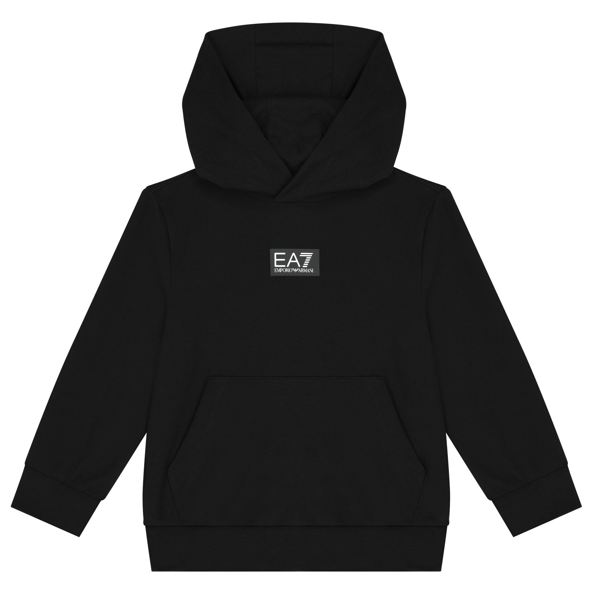 EA7 Emporio Armani Boys Black Logo Hooded Top Junior Couture QA