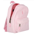 حقيبة ظهر بنات بالشعار باللون الوردي والابيض (27سم), 1, hi-res