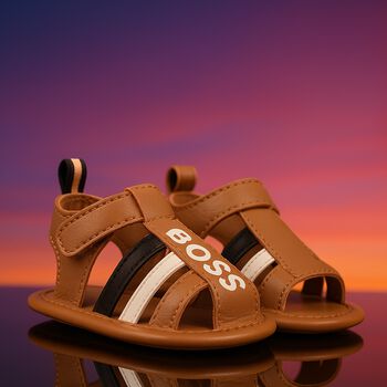 Baby Boys Beige Logo Sandals