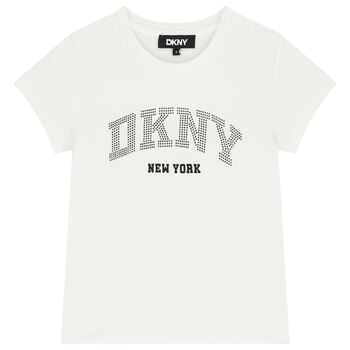 Girls White Embellished Logo T-Shirt