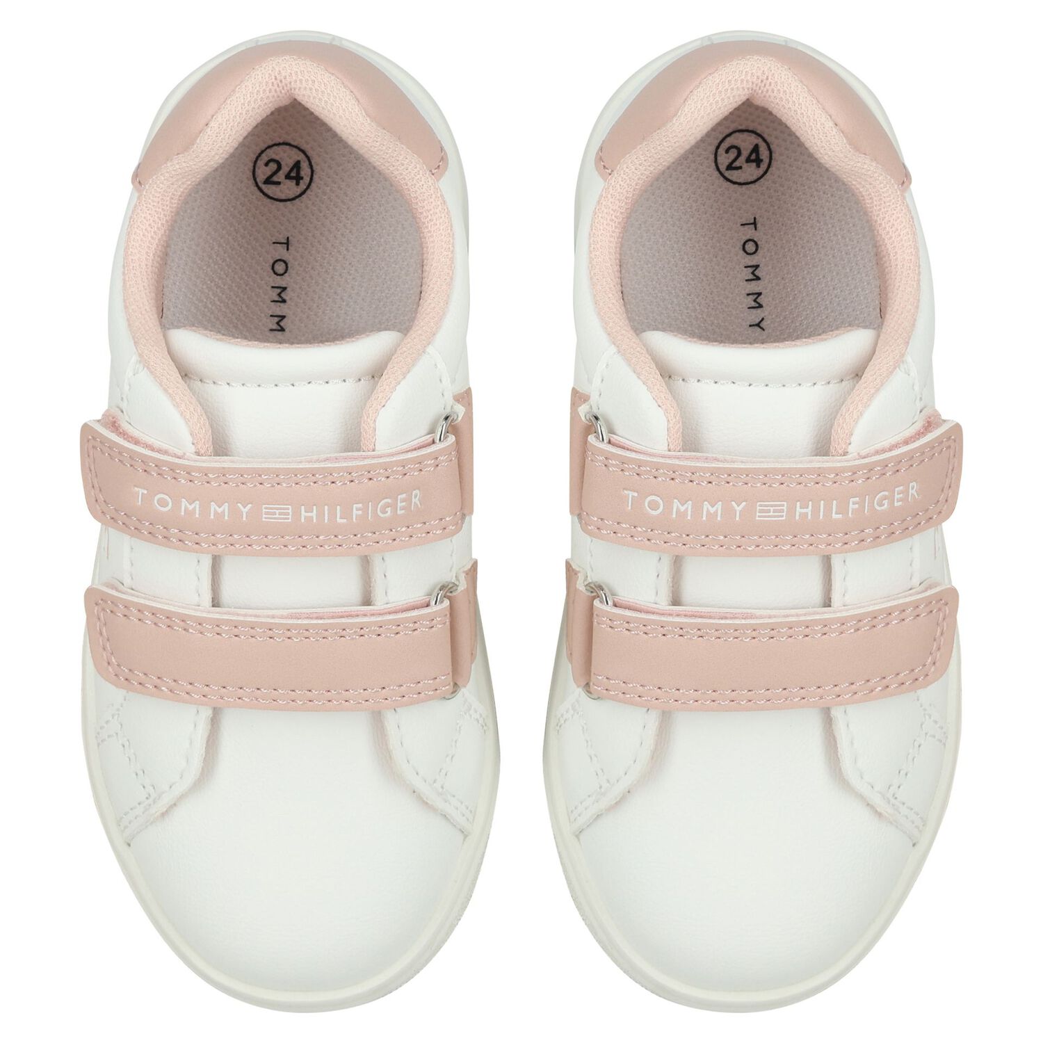 Girls White & Pink Logo Trainers, 1, hi-res