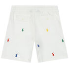 Boys White Logo Shorts, 2, hi-res