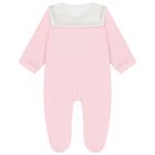 Baby Girls White & Pink Logo Babygrow, 2, hi-res