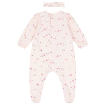 Baby Girls Pink Floral Babygrow Set