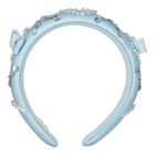 Girls Blue Embellished Satin Headband, 1, hi-res