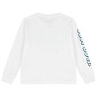Boys White Logo Long Sleeve Top, 1, hi-res