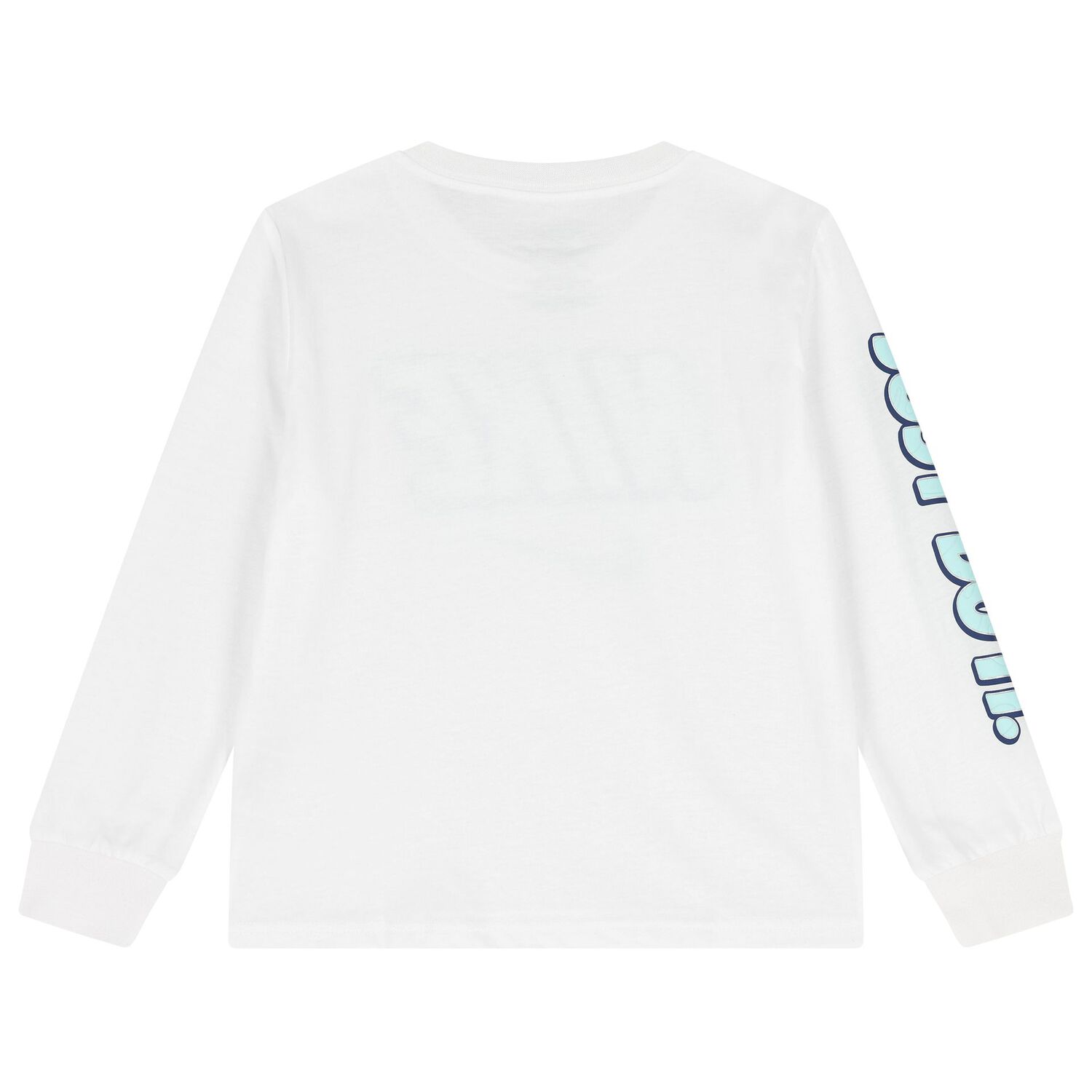 Boys White Logo Long Sleeve Top, 1, hi-res