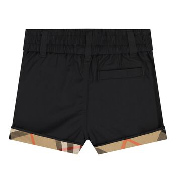 Baby Boys Black & Beige Check Shorts