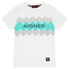 Boys White & Aqua Logo Shorts Set, 2, hi-res