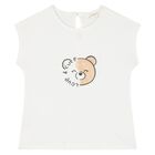 طقم ليجنز بطبعة  تيدي باللونين الأبيض والبيج للبنات, 1, hi-res