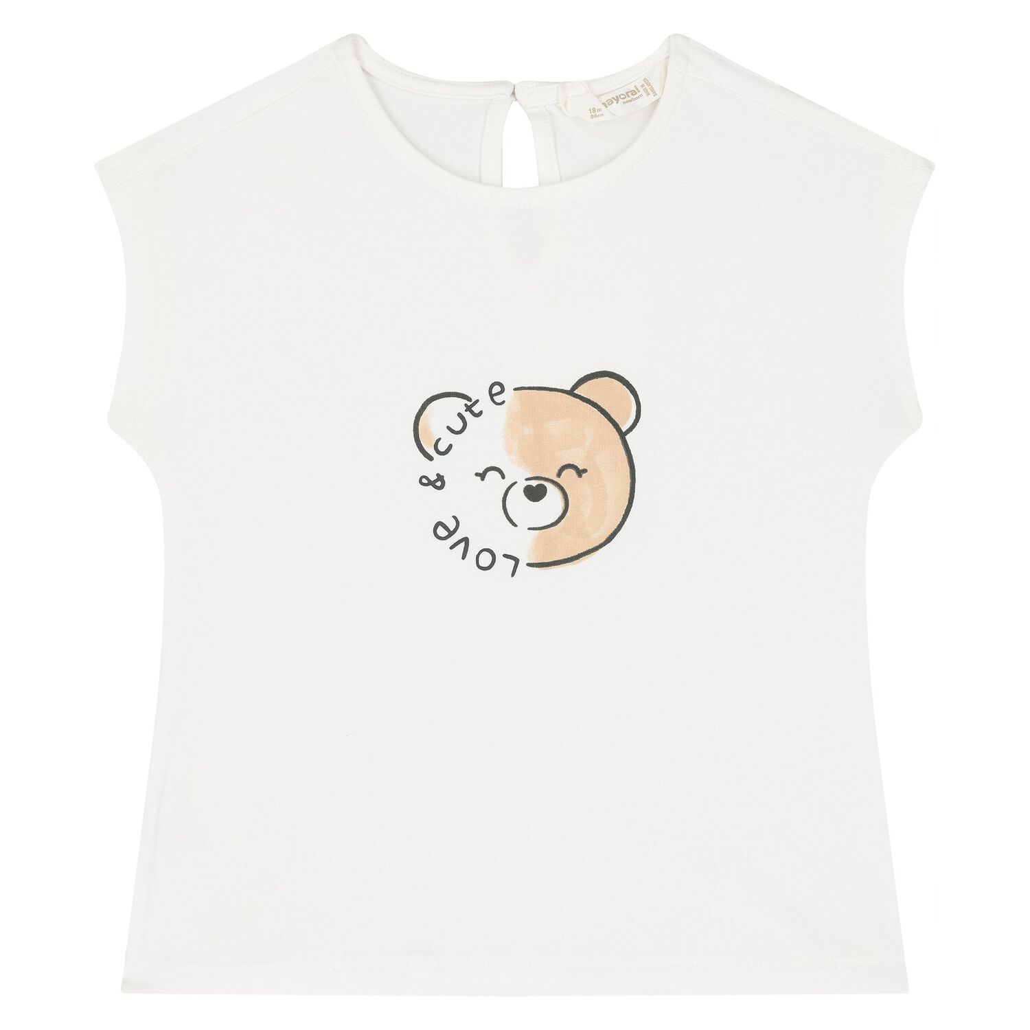 طقم ليجنز بطبعة  تيدي باللونين الأبيض والبيج للبنات, 1, hi-res