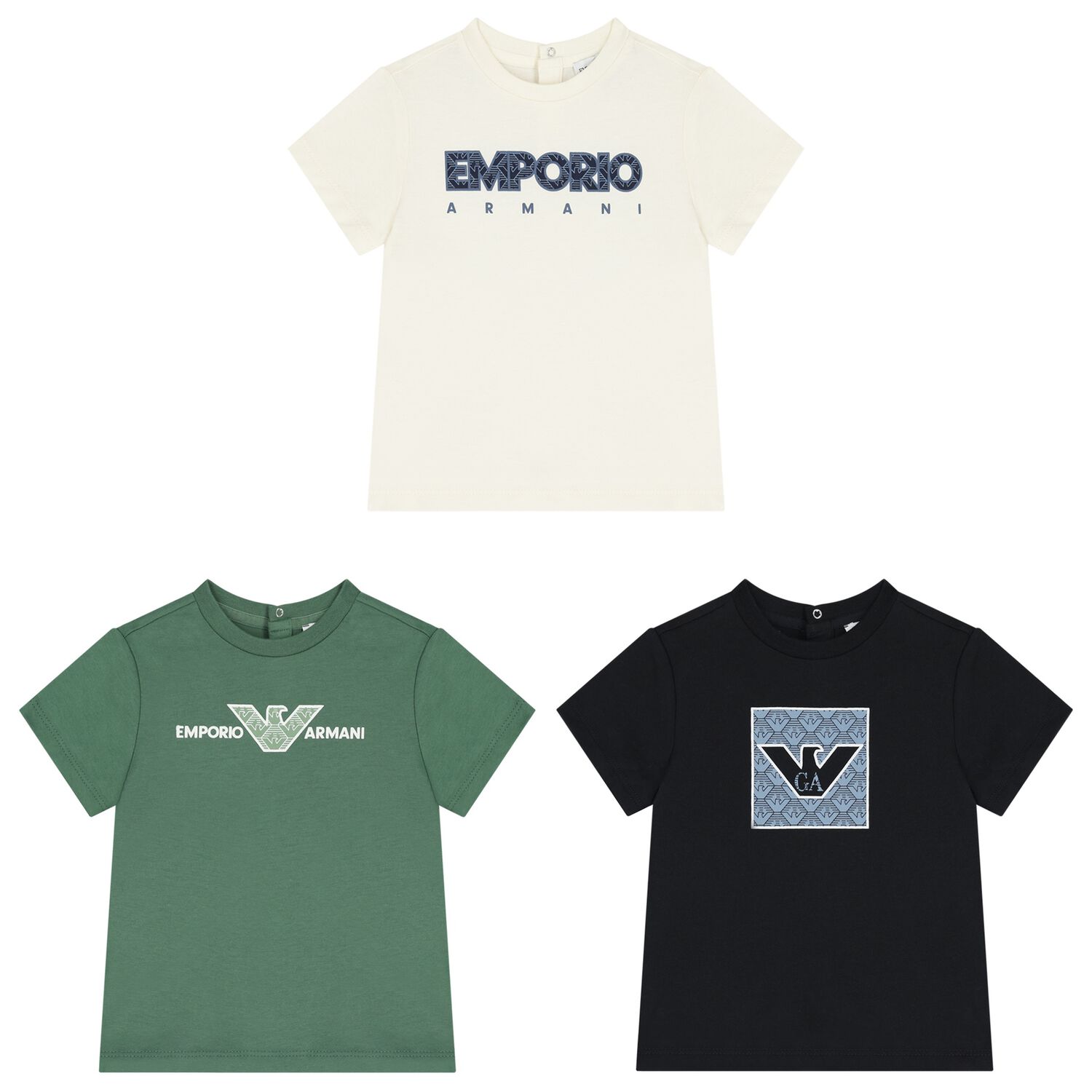 تي شيرت أولاد باللون الأخضر والعاجي والأسود ( من 3 قطع), 1, hi-res