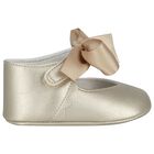 Baby Girls Gold Bow Pre Walker Shoes, 3, hi-res