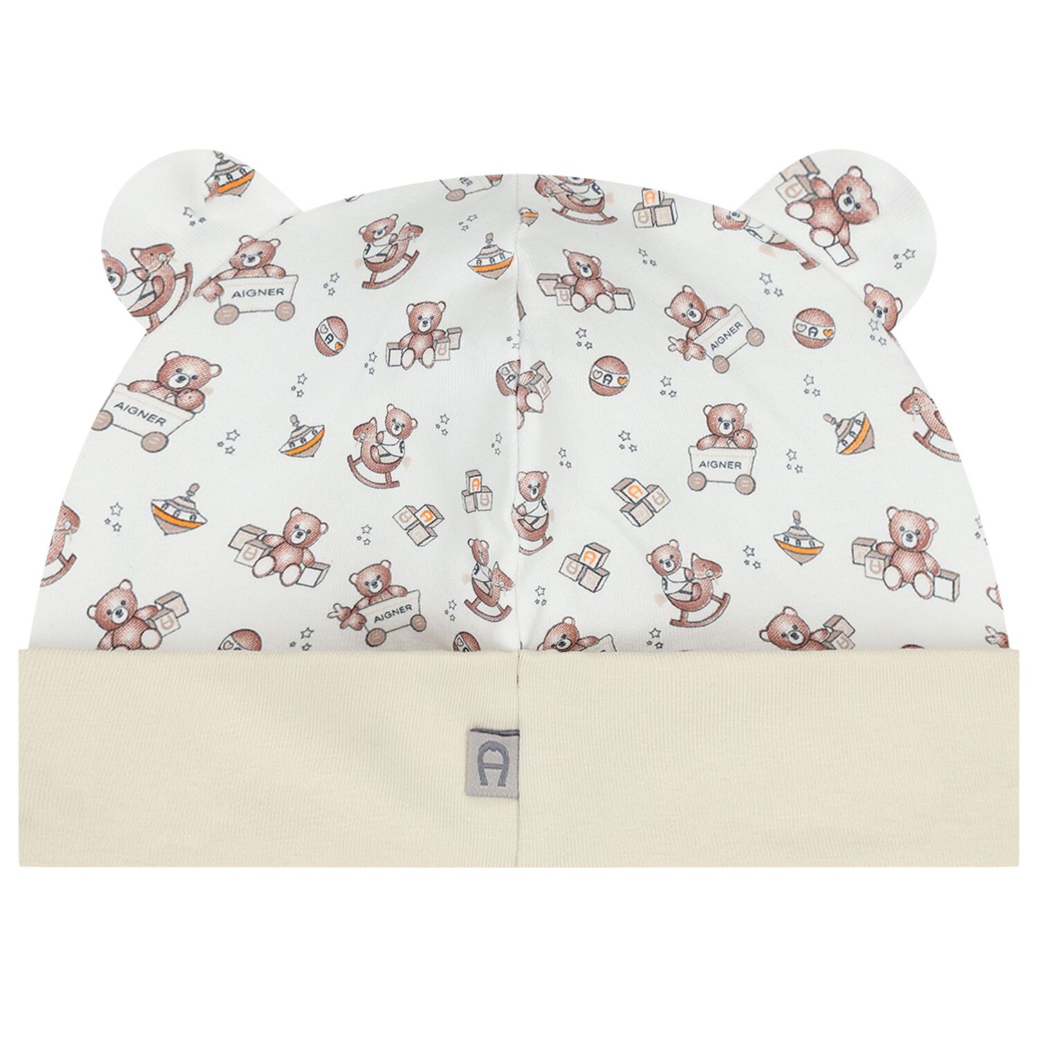 Beige and White Teddy Bear Logo Hat, 1, hi-res